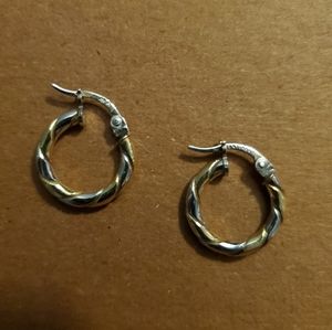 Silver & gold twist hoop earrings